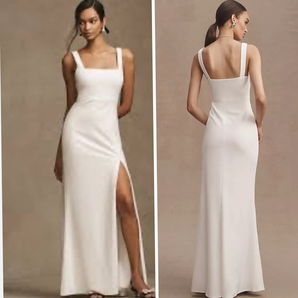 BHLDN Blake Square-Neck Stretch Crepe Gown Maxi Dress Size XS - Picture 3 of 14